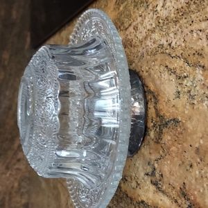 Vintage Footed silver and glass butter dish.